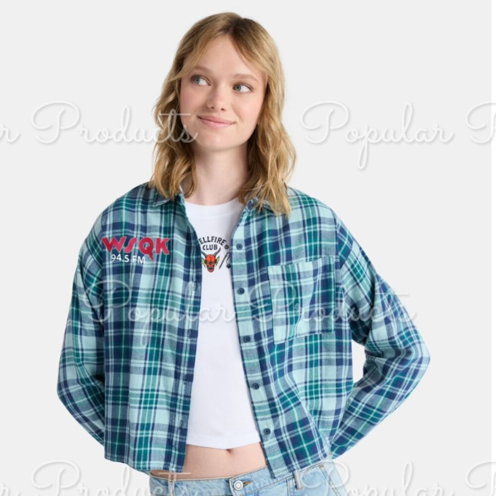 Stranger Things | Cotton Cropped Flannel from No Boundaries, Hawkins Hitmaker